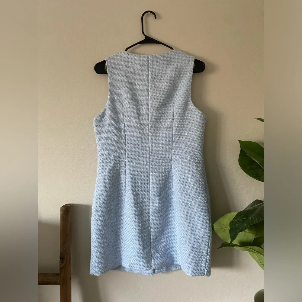 Bebop Baby Blue Tweed Coquette Preppy Academia Button Down Mini Dress size L - Picture 2 of 7